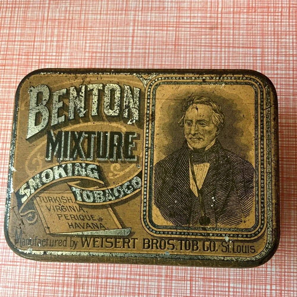 Set of two vintage antique metal cigar tobacco boxes tins advertising tobacciana